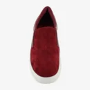 Women’s maroon slip-on sneakers for women with suede finish upper and white rubber sole